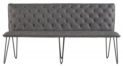 Product photograph of Studded Back 180cm Faux Leather Bench With Hairpin Legs from Choice Furniture Superstore