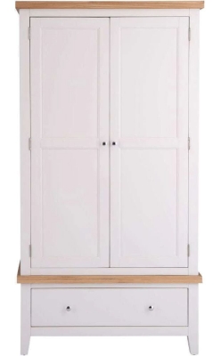 Product photograph of Aberdare Oak And Painted 2 Door 1 Drawer Combi Wardrobe from Choice Furniture Superstore