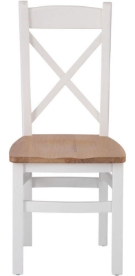 Product photograph of Aberdare White Painted Cross Back Dining Chair With Wooden Seat Sold In Pairs from Choice Furniture Superstore