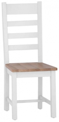 Product photograph of Aberdare White Painted Ladder Back Dining Chair With Wooden Seat Sold In Pairs from Choice Furniture Superstore