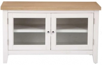 Product photograph of Aberdare Oak And Painted 2 Door Standard Tv Unit from Choice Furniture Superstore