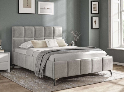 Grey Velvet Fabric Bed