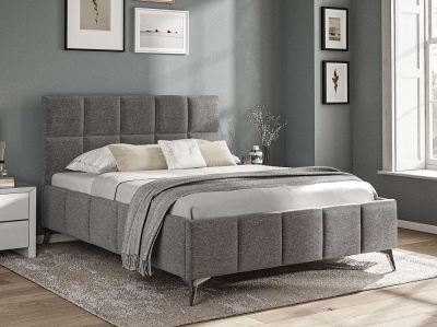 Dark Grey Velvet Fabric Bed