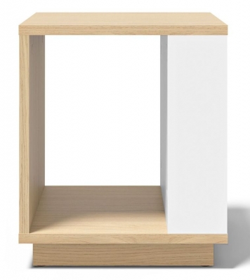 Temahome Ella White And Light Oak Melamine Square Side Table