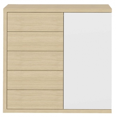 Temahome Hugo Light Oak Melamine 1 Door 5 Drawer Chest Comes In White And Anthracite Options