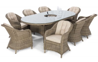 Product photograph of Maze Winchester Heritage 8 Seat Oval Rattan Dining Set With Ice Bucket And Lazy Susan from Choice Furniture Superstore