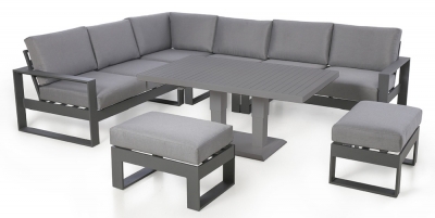 Product photograph of Maze Amalfi Grey Large Corner Dining Set With Rising Table And Footstools from Choice Furniture Superstore