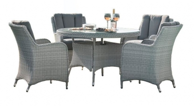 Product photograph of Maze Ascot 4 Seat Round Rattan Dining Set With Weatherproof Cushions from Choice Furniture Superstore