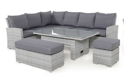 Product photograph of Maze Ascot Rectangular Rattan Corner Dining Set With Rising Table And Weatherproof Cushions from Choice Furniture Superstore