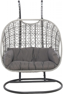 Product photograph of Maze Ascot Rattan Swing Hanging Double Chair With Weatherproof Cushions from Choice Furniture Superstore