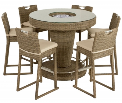 Product photograph of Maze Winchester 6 Seater Round Rattan Bar Set With Ice Bucket from Choice Furniture Superstore