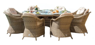 Product photograph of Maze Winchester Heritage 8 Seat Oval Rattan Fire Pit Dining Set from Choice Furniture Superstore