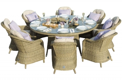 Product photograph of Maze Winchester Heritage 8 Seat Round Rattan Dining Set Ice Bucket And Lazy Susan from Choice Furniture Superstore