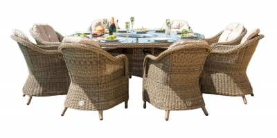 Product photograph of Maze Winchester Heritage 8 Seat Round Rattan Fire Pit Dining Set With Lazy Susan from Choice Furniture Superstore