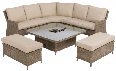 Product photograph of Maze Winchester Royal Rattan Corner Dining Sofa Set Rising Table from Choice Furniture Superstore