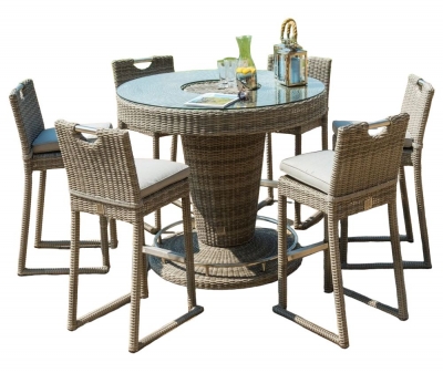 Product photograph of Maze Oxford 6 Seat Round Rattan Bar Set With Ice Bucket from Choice Furniture Superstore