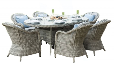 Product photograph of Maze Oxford Heritage 6 Oval Rattan Dining Set With Ice Bucket And Lazy Susan from Choice Furniture Superstore