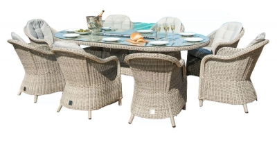 Product photograph of Maze Oxford Heritage 8 Seat Oval Rattan Fire Pit Dining Set from Choice Furniture Superstore