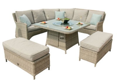 Product photograph of Maze Oxford Royal Rattan Corner Dining Sofa Set With Fire Pit Table from Choice Furniture Superstore