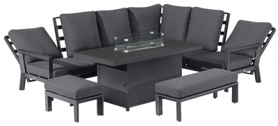 Product photograph of Maze Manhattan Reclining Corner Dining Set With Firepit Table from Choice Furniture Superstore
