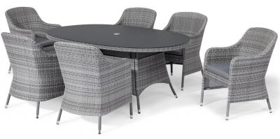 Product photograph of Maze Santorini Grey 6 Seat Oval Rattan Dining Set from Choice Furniture Superstore