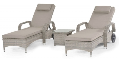 Product photograph of Maze Cotswold Rattan Taupe Sunlounger Set from Choice Furniture Superstore