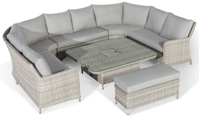 Product photograph of Maze Oxford Royal Light Grey U Shape Rattan Sofa Set With Rising Table from Choice Furniture Superstore