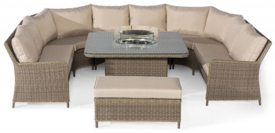 Product photograph of Maze Winchester Royal U Shape Rattan Sofa Set With Gas Fire Pit Table from Choice Furniture Superstore