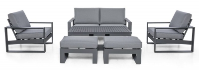 Product photograph of Maze Amalfi Grey 2 Seat Sofa Set With Gas Lift Rising Table from Choice Furniture Superstore