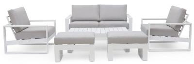 Product photograph of Maze Amalfi White 2 Seat Sofa Set With Gas Lift Rising Table from Choice Furniture Superstore