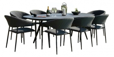 Product photograph of Maze Lounge Outdoor Pebble Fabric 8 Seat Oval Dining Set from Choice Furniture Superstore