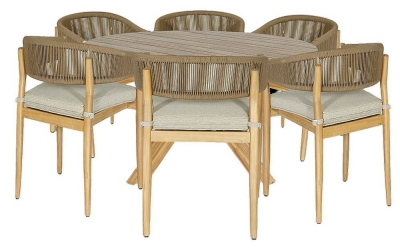 Maze Porto Rope Weave 6 Seat Round Dining Set