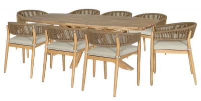Product photograph of Maze Porto Rope Weave 8 Seat Rectangular Dining Set from Choice Furniture Superstore