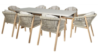 Product photograph of Maze Martinique Rope Weave 8 Seat Rectangular Dining Set from Choice Furniture Superstore