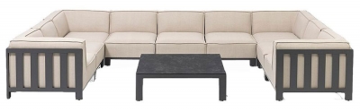 Product photograph of Maze Ibiza U Shape Sofa Set With Square Coffee Table - Oatmeal from Choice Furniture Superstore
