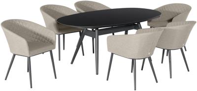 Maze Ambition Oatmeal Aluminium 6 Seater Oval Dining Table Set With 6 Chairs