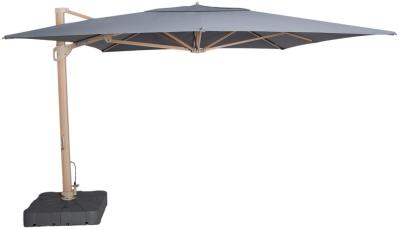 Maze Artemis Charcoal Aluminium Led Rectangular Wood Effect Cantilever Parasol