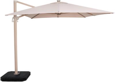 Maze Atlas Beige Aluminium Led Rectangular Wood Effect Cantilever Parasol