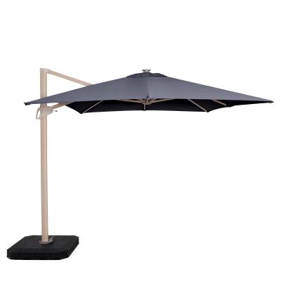 Maze Atlas Charcoal Aluminium Led Rectangular Wood Effect Cantilever Parasol