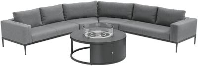 Maze Eve Grande Flanelle Fabric Corner Sofa Group With 2 Armchairs And Fire Pit Coffee Table