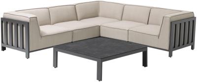 Maze Ibiza Oatmeal Fabric 5 Seater Large Corner Sofa Set With Coffee Table
