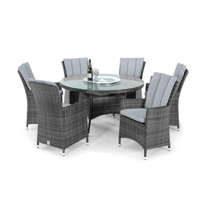 Maze La Rattan Grey 6 Seater Round Ice Bucket Dining Table Set With 6 Chairs