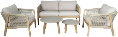 Maze Martinique Acacia Wood 2 Seater Lounge Set With 2 Chairs And 2 Coffee Tables