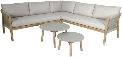 Maze Martinique Acacia Wood 6 Seater Corner Sofa Set With 2 Coffee Tables