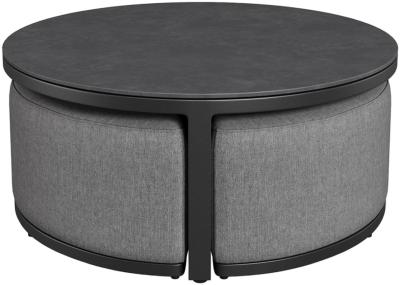 Maze Maze Flanelle Aluminium Round Coffee Table With Footstools