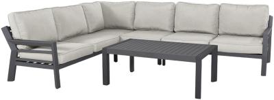 Maze New York Dove Grey Aluminium 5 Seater Corner Sofa Set With Coffee Table