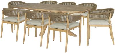 Maze Porto Acacia Wood 8 Seater Rectangular Dining Table Set With 8 Chairs