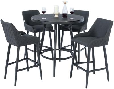 Maze Regal Charcoal Fabric 4 Seater Round Bar Set With 4 Chairs And Table