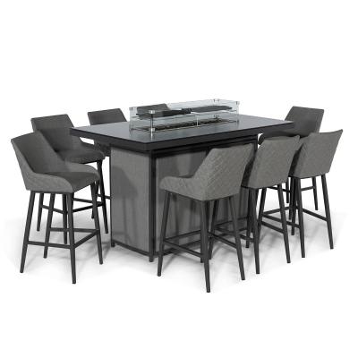 Product photograph of Maze Regal Flanelle Fabric 8 Seater Rectangular Bar Set With 8 Chairs And Fire Pit Table from Choice Furniture Superstore