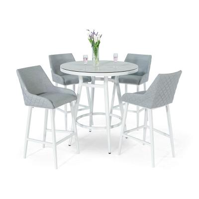 Product photograph of Maze Regal Lead Chine Fabric 4 Seater Round Bar Set With 4 Chairs And Table from Choice Furniture Superstore